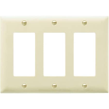 TP263ICC12 3 Gang 3 Decorator Openings Nylon Wall Plate44; Ivory